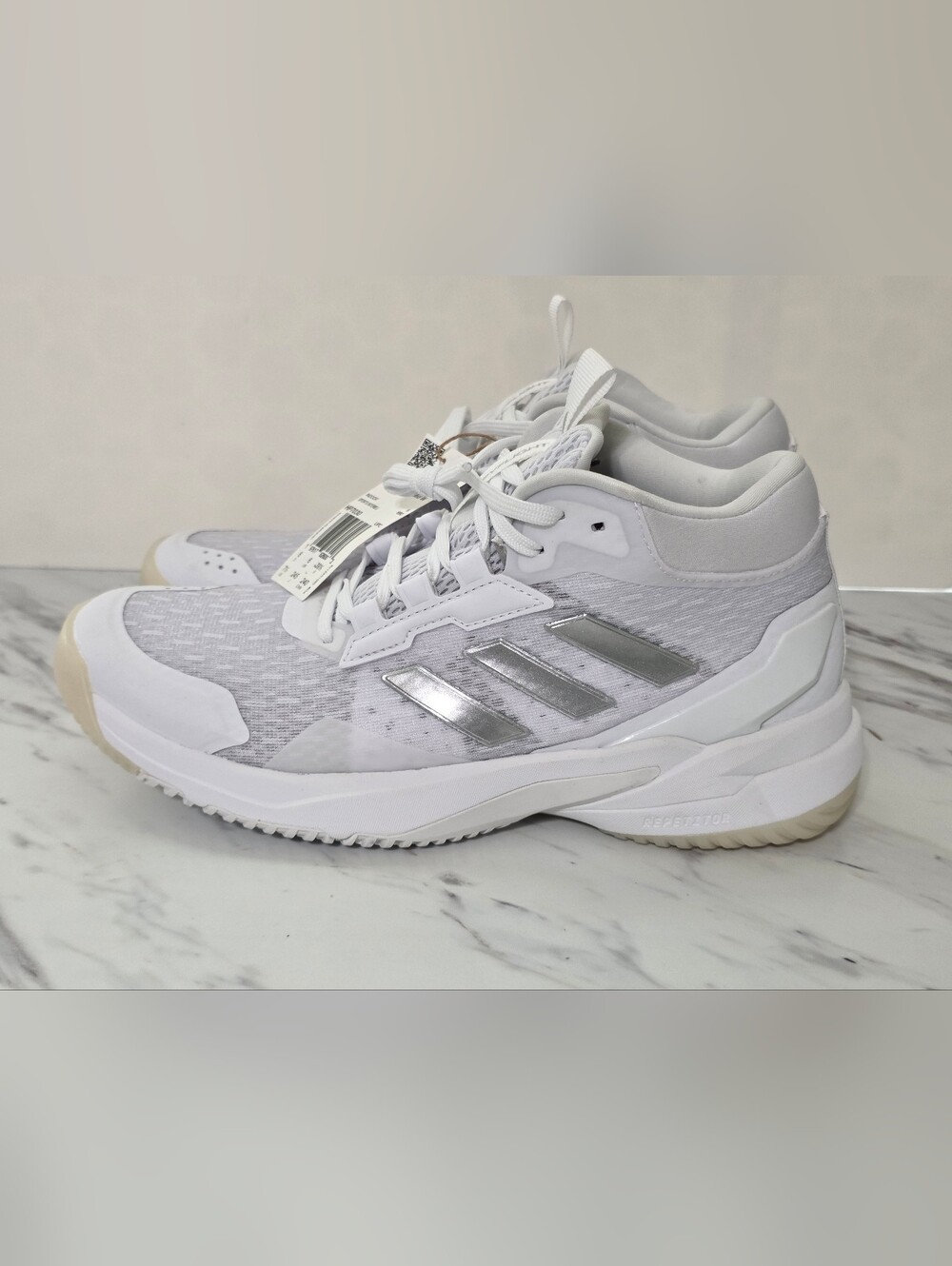 adidas White & Silver Women's Athletic Tennis Shoes
